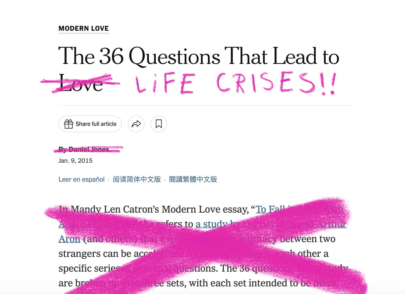 36 Questions That Lead to Life Crises