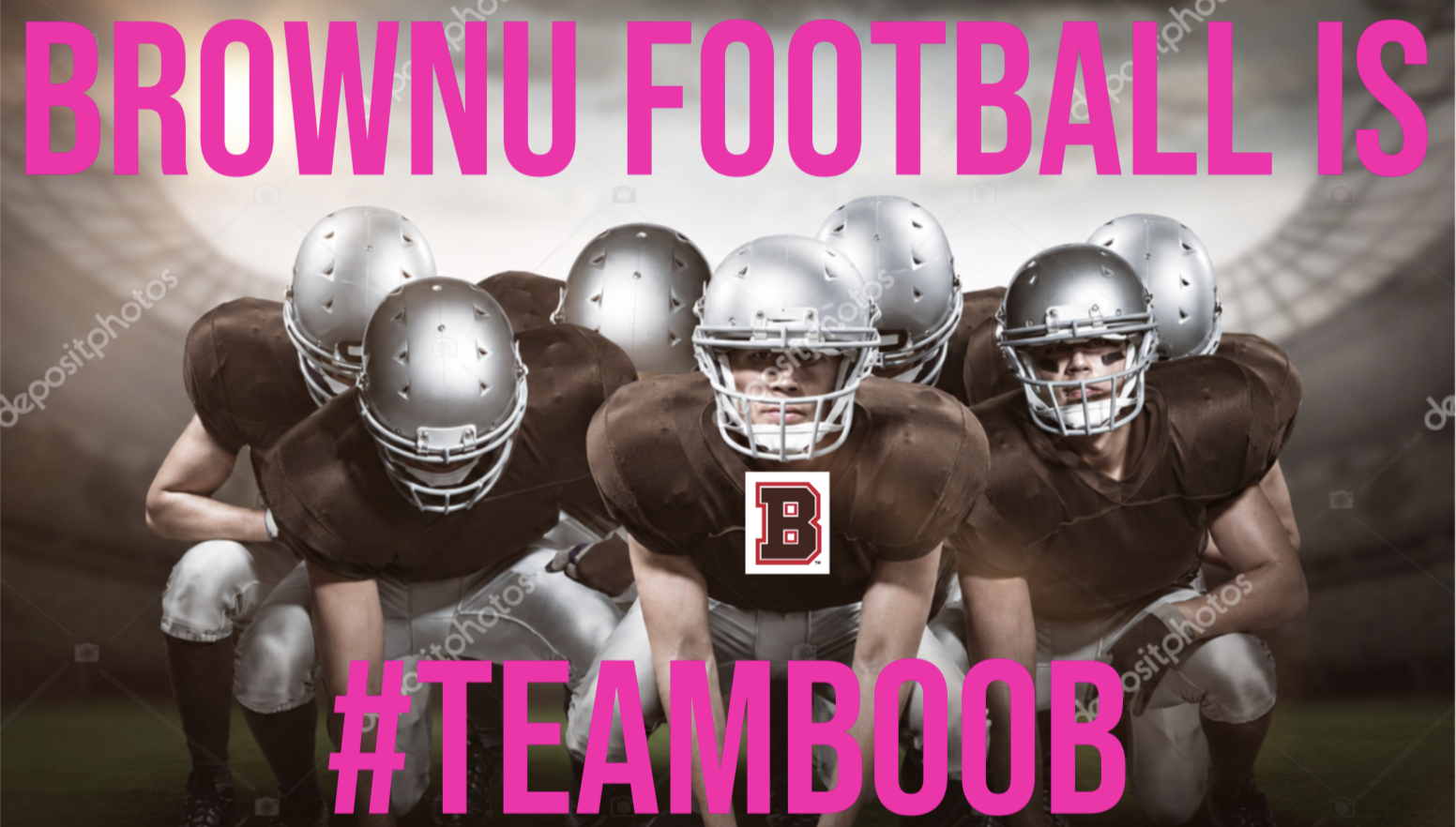 Brown Football Cures Breast Cancer by Bench Pressing on Main Green With Their Friends